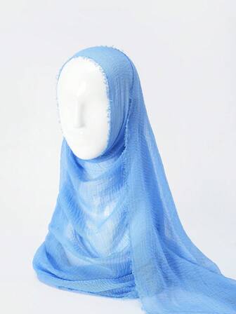 1pc Muslim Arabic Linen Bubble Casual Headscarf, Suitable For Mosque Travel