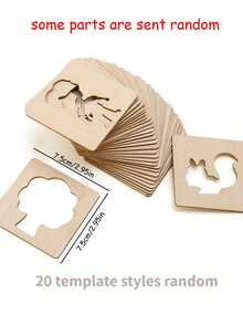 1set Drawing Wooden DIY Painting Template Stencils Doodle Opening Gift - Beige - View 9