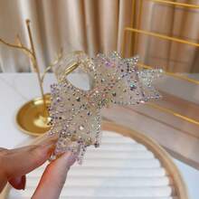 4.33 Inch New Large Double-Layer Mesh Bow Rhinestone Inlaid Lightweight Luxurious Fashion Elegant Women Hair Claw Clip Fashion Hair Clip Elegant Hair Accessories - Grey - View 14