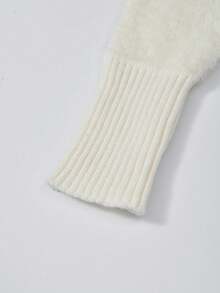 女士宽松针织长袖毛衣，法式优雅风格，时尚百搭 - 白色 - 查看 2