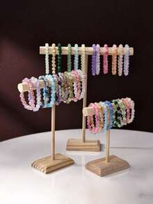 Un support d'affichage polyvalent en bois pour les bijoux et les accessoires, un support de montre pour hommes et femmes, idéal pour organiser les bandeaux, les élastiques à cheveux et les porte-clés - Construction en bois robuste, polyvalent, sans alimentation électrique requise - Multicolore - Voir 8