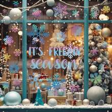 Gueevin - 8 hojas de copo de nieve de invierno para ventanas de Navidad en colores pastel se adhiere a las calcomanías iridiscentes de invierno con pegatinas estáticas para decoración de fiestas de - iridiscente - Ver 4