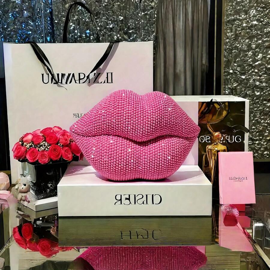 1件装奢华梦幻树脂唇形雕塑摆件，时尚梳妆台装饰，美观卧室装饰，适用于客厅、卧室、浴室、厨房、办公室、酒店、餐厅、酒吧、婚礼、情人节、母亲节、感恩节，送给她的礼物（小号/大号）