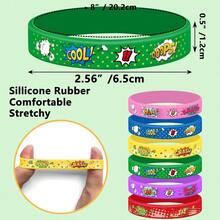 Lesnala - Pulsera de goma de 48 unidades 6 estilos bolsa de regalo de carnaval cómic pulsera de silicona para recompensas escolares superhéroes decoración de cumpleaños - Multicolor - Ver 6