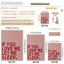 1幅装裱帆布墙画，“如果你爱我，就让我睡吧！”卧室墙面装饰海报，红色和粉色点缀，宿舍公寓装饰，趣味卧室标语，情人节海报，爱情礼物，周年纪念装饰，婚礼装饰，情侣礼物，房间装饰，大学宿舍，公寓，女生卧室，客厅，浴室，厨房，情人节画作 - 彩色 - 查看 3