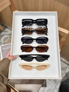 6副时尚方形/椭圆形/猫眼组合眼镜，简约纯色基础款时尚配饰，轻便舒适耐用，时尚女士眼镜套装，适合搭配时尚服饰，海滩度假，驾车，户外旅行，露营 - 彩色 - 查看 7