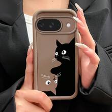 かわいい黒猫のコミックスタイルスマホケース  画素 9対応 ソフトTPU耐衝撃性シェル 男性にも女性にも適しています フルカバー保護するバックカバー 画素 9、9A、8、8A、7、7A、プロ 4XL 5Gに対応 11/12/13/14/15/15プロ/15 15プラス プロマックス/7プラス/8プラス/X/Xs 11プロ/12プロ/13プロ/14プロ/12ミニ/13ミニ/11プロマックス/12プロマックス/13プロマックス/14プロマックス/14プラス/5 - ブラック - チェックする 4