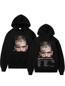 Rapper Lil Peepa Double Sided Print Hoodie Men Women Hip Hop Vintage Hooded Sweatshirt Winter High Street Fashion Trendss Puls Hoodies For Men Black Hoodie For Women Men's Hoodie - màu đen - Xem 5