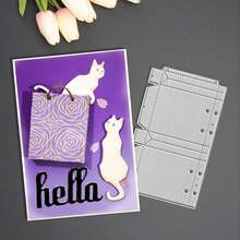 金属切割模具，DIY剪贴簿相册和压花模板，贺卡制作工具，卡片纸切割工艺品，礼品卡制作模板模切件 - 銀色 - 查看 5