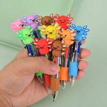 2025 Hot Search National Treasure Axolotl Shaped Ballpoint Pen, 4-Color Student Classroom Writing, Office Marking Dedicated Pen