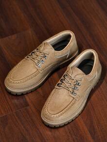 Autumn/Winter Fashion Classic Casual Leather Shoes, Retro British Style Elevated Work Boots, Men's Niche Minimalist Thick Sole Comfortable Business Commute Outdoor Sports Versatile Lifestyle Casual Shoes, Youth Maillard High-End Boots