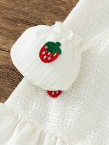 BASUSARRI 蕾丝吊带宽松透气夏季连衣裙,优雅女士公主裙,适合生日派对、外出等场合,女孩适用。 - 紅白色 - 查看 6