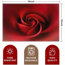 Juego de 1/4/6/8/12 piezas, diseño de corazón rojo, Día de San Valentín, diseño a cuadros, manteles de mesa de comedor de lino, manteles individuales impresos lavables, almohadillas protectoras de superficie, manteles de mesa de comedor para interiores y exteriores, adecuados para fiestas festivas, cocina y comedor - Multicolor - Ver 5