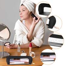 1/2pcs Portable Travel Makeup Bag, Makeup Brush Holder With Transparent Window And Zipper Closure, Suitable For Cosmetics, Skincare, Gym And Business Travel, Faux Leather