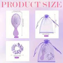 15-Piece Unisex Hair Care Set For Women And Men, Including 5 Plastic Hairbrushes, 5 Hair Ties, And 5 Gauze Bags - Macaron Pink And Design, Soft Nylon Material, Suitable For Parties And Travel Gifts - Multicolor - View 5