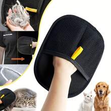 4件套宠物毛发清洁器，快速清洁猫狗毛发，二合一宠物毛发清洁工具和粘毛刷，双面无线猫狗去毛梳理刷手套 - 黑色 - 查看 12