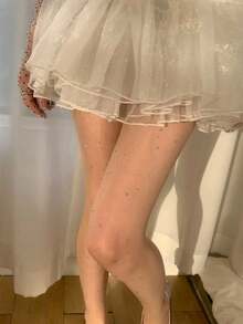 1 Pair Of Starry Sparkle Sequined Sheer Stockings For Women Spring/Fall Outerwear Sweet & Spicy Style Run-Resistant Pantyhose - Multicolor - View 9