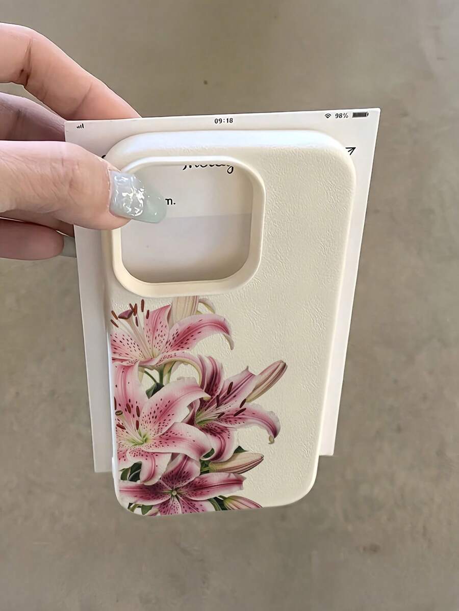 白色粉色极简TPU防震花朵1件装 白色鲜艳兰花极简全包TPU防震手机壳 兼容苹果17、16、15、14、13、12、11 Pro Max、Air系列 女士节礼物 国际版,非国内版 - 彩色 - 查看 1