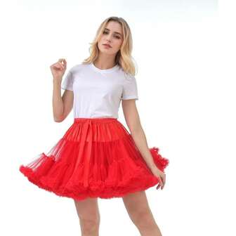 2026新款女士红色双层网纱吊带裙，适合舞会和派对穿着