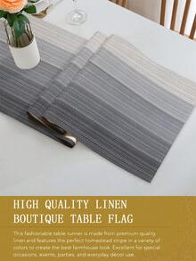 1pc Linen-Like Table Runner, Modern Living Room & Dining Table Mat, Washable, Suitable For Kitchen, Dining Table, Party, Wedding Decoration, Vintage Look, Applicable For Entryway, Family Gathering, Coffee Table, Living Room - Ink - View 4