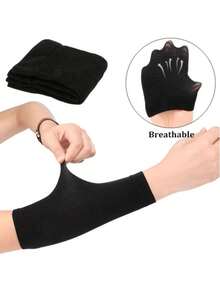 Elastic Knitted Compression Arm Sleeves,Elbow Brace For Men Women UV Sun Protection Arm Trimmers,Daily Workout Fitness Yoga Sport Arm Bands - màu đen - Xem 7