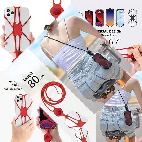 Silicone Silicone Universal Anti-Lost Crossbody Cell Phone Lanyard For Most Phones, Adjustable Silicone Straps For Easy Use Spring Gift