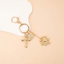 Bestselling Geometric Hollow Fish Cross Keychain, Minimalist English Inspirational Keyring - Cross - View 2