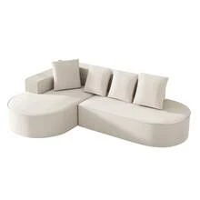 Fully Compressed Boneless Sofa, Modular Combination (L-Shaped Chaise Longue), Modern Cloud Combination (Low Seat), Sponge Compression (No Installation Required) Black, White, Grey. - 白色 - 查看 7