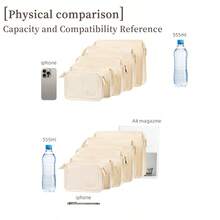 1个帆布内衬袋，化妆包，钱包，手机袋，大容量可折叠收纳袋，旅行收纳袋 - 米色 - 查看 7