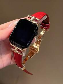 Premium Minimalist Faux Leather Watch Band, Compatible With 38/40/41/42/44/45/46/49mm Dial, Also Compatible With Apple Watch Ultra/Se11/10/9/8/7/6/5/4/3/2/1 Series - 42/44/45/49mm (s10) 46mm - View 7