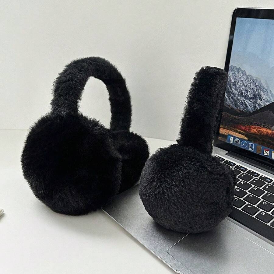 غطاء أذن شتوي قابل للطي مع فرو أرنب اصطناعي، غطاء أذن فرو اصطناعي ناعم، مقاوم للرياح وقابل للطي قطعة واحدة