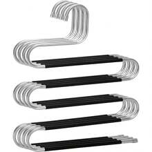 1pc/5pcs Pants Hangers Space Saving, Stainless Steel Non-Slip Hangers For Pants,Multiple S-Shaped Closet Storage Organizer Hanger For Pants Jeans Scarf Towels Leggings