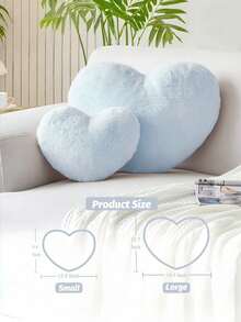 Blue Heart-Shaped Pillow, Soft And Cute Faux Rabbit Fur Heart Cushion, Suitable For Bedroom Sofa, All-Season Bed Decoration, Home Decor, Sofa Cushion, Chair Cushion, The Perfect Gift For Friends And Family, Christmas Decoration, Easter Gift, And More. - Blue - View 2