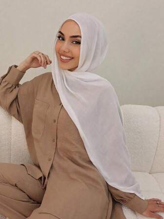 1PC Ladies' High-Quality Chiffon Headscarf - Soft Wide Edge, Elegant And Versatile Headscarf For Ladies, Suitable For Daily Wear, Prayer Headscarf, Applicable To Various Occasions