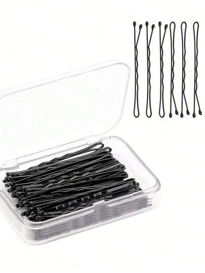 50pcs 2-Inch Black Hair Clips Set, Made Of Durable Iron Alloy Material, Firmly Grip Hair. Suitable For Commuting, School And Daily Occasions. Comes With Transparent Storage Box, Simple And Practical, Creating A Neat Hairstyle For Those Pursuing A Minimalist Style.