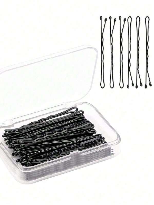 50pcs 2-Inch Black Hair Clips Set, Made Of Durable Iron Alloy Material, Firmly Grip Hair. Suitable For Commuting, School And Daily Occasions. Comes With Transparent Storage Box, Simple And Practical, Creating A Neat Hairstyle For Those Pursuing A Minimalist Style.