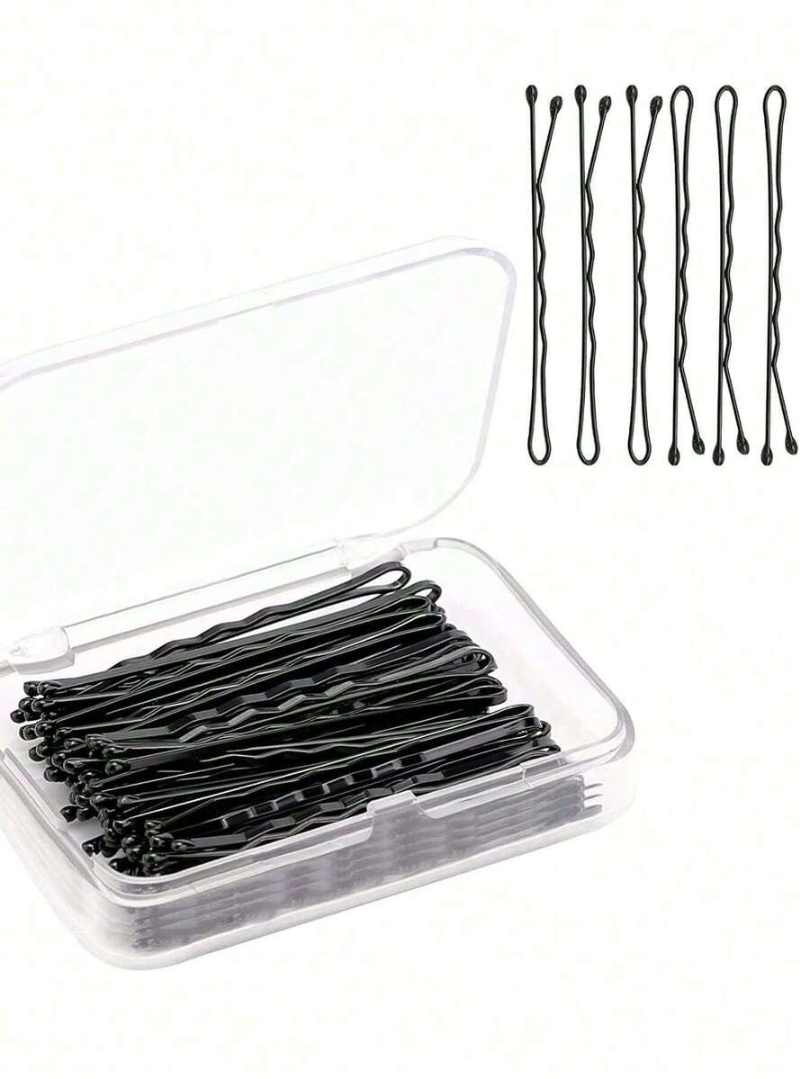 20/50/100 piezas Juego de Pinzas para el Cabello Negras de 2 Pulgadas, Fabricadas con Material de Aleación de Hierro Duradero, Sujetan Firmemente el Cabello. Adecuadas para Ir al Trabajo, la Escuela y Otros Escenarios Diarios. Viene con Caja de Almacenamiento Transparente, Simple y Práctico, Creando un Peinado Ordenado para Buscadores Minimalistas.