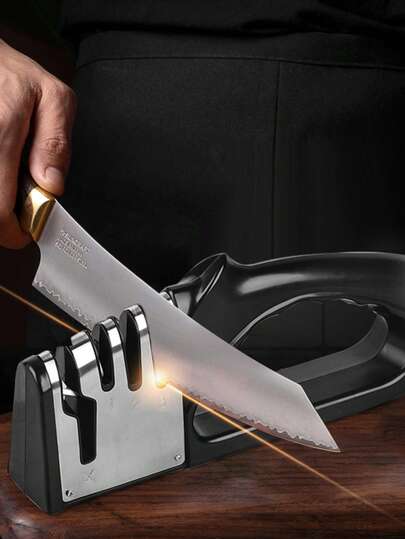 Kitchen 4 Segment Knife Sharpener Multifunctional Portable Non-Slip Base Knife Sharpener Household Kitchen Gadgets Accessories