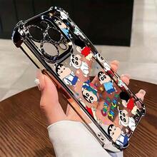 Cute Cartoon Boy H-Shinchan Phone Case Suitable For IPhone 17 16e 16 15 14 13 12 11 Mini Pro Max Air X XR XSMAX 8 7 Plus Anti-Fall Transparent Soft Back, Shockproof Case, Everyday Case, Playful Design, Anime Phone Accessories, Perfect Fit, UV - 黑色 - 查看 3