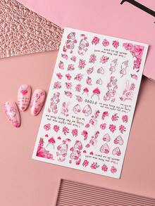 情人节美甲贴纸，浪漫玫瑰锁扣设计，滑动式礼物，适合婚礼和节日，女士DIY美甲配件 - 彩色 - 查看 6