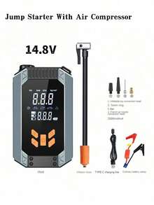 1 件 150PSI 5000A 带空气压缩机的启动器，5 合 1 功能数字汽车轮胎充气机跳箱电池组，适用于 10L 汽油或 8.0L 汽油的便携式汽车电池充电器