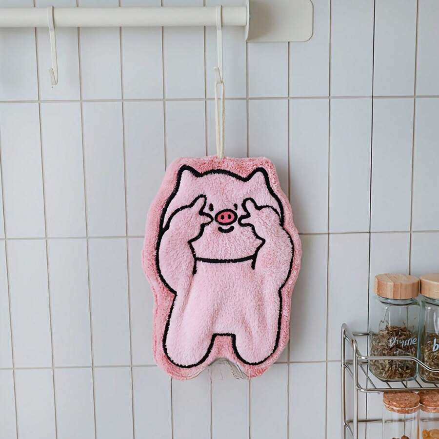 Cute Biye Small Animal Hand Towel, Suitable Bathroom And Kitchen, Hangable Absorbent Towel, Available In 4 Colors - Chú chó con màu trắng - Xem 1