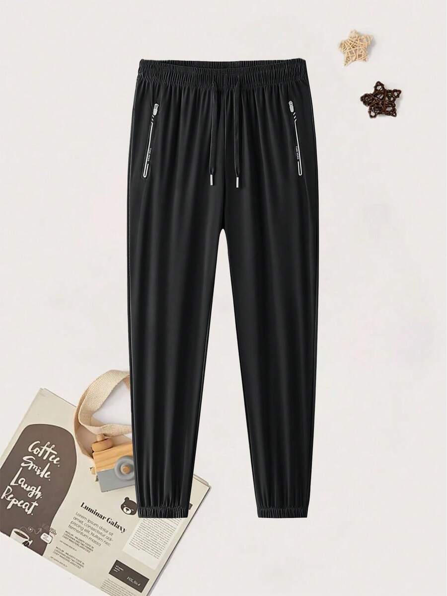 女士户外裤，抽绳腰带，拉链口袋，适合远足、办公、聚会等场合。 - 黑色 - 查看 1