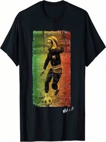 Bob Marley Football T-Shirt - Black - View 1