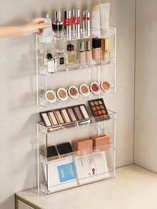 Giá đựng đồ trang điểm 3 tầng treo tường, kệ nổi trong suốt bằng acrylic với lớp keo chống trượt, giá trưng bày kính mắt thời trang, hộp đựng sơn móng tay. - Nhiều màu - Xem 2