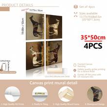 4 piezas/set de arte de pared con temática vintage de caballos, arte de pared con temática ecuestre, pintura de estilo rústico, adecuado como regalo, adecuado para decoración del hogar, decoración de habitaciones, decoración de dormitorios, decoración de salas de estar, decoración de baños, decoración de paredes, opcional con marco de arte de pared. - Marrón - Ver 14