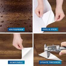 1卷棕色木纹壁纸，木纹乙烯基自粘壁纸，适用于厨房橱柜、抽屉、家具装饰、卧室和客厅墙壁，家居装饰墙贴，尺寸：17.7英寸 x 39.3英寸/118.1英寸/196.8英寸 - 咖啡棕 - 查看 9