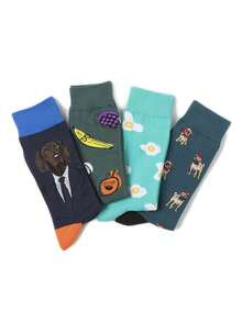 1 Pair Of Unisex Men's And Women's Cartoon Retro British Gentleman Mid-Calf Socks Cartoon Dog Jacquard Socks That Can Be Worn In All Seasons - Multicolor - View 5