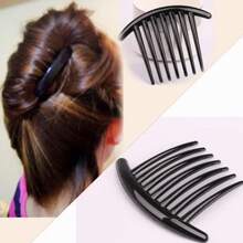 Vintage Black 5/Teeth Hair Comb Clip Women - Elegant Magic Hairpin Broken Hair, Korean Style Styling, Secure Hold & Easy To Use, Hairstyling Accessory| Elegant Hairpin| Durable Plastic Comb, Hair Accessories Girl - 7顆牙齒 - 查看 4