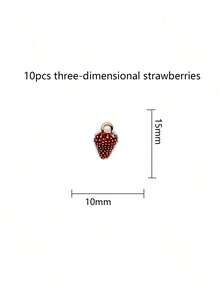每包包含10件水果饰品，包括樱桃、菠萝、香蕉、油滴、合金首饰、小吊坠、DIY手链、项链、耳环和包包挂件。 - 彩色 - 查看 17